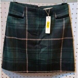 Copper Key Skirt Small Plaid Green Black Zip